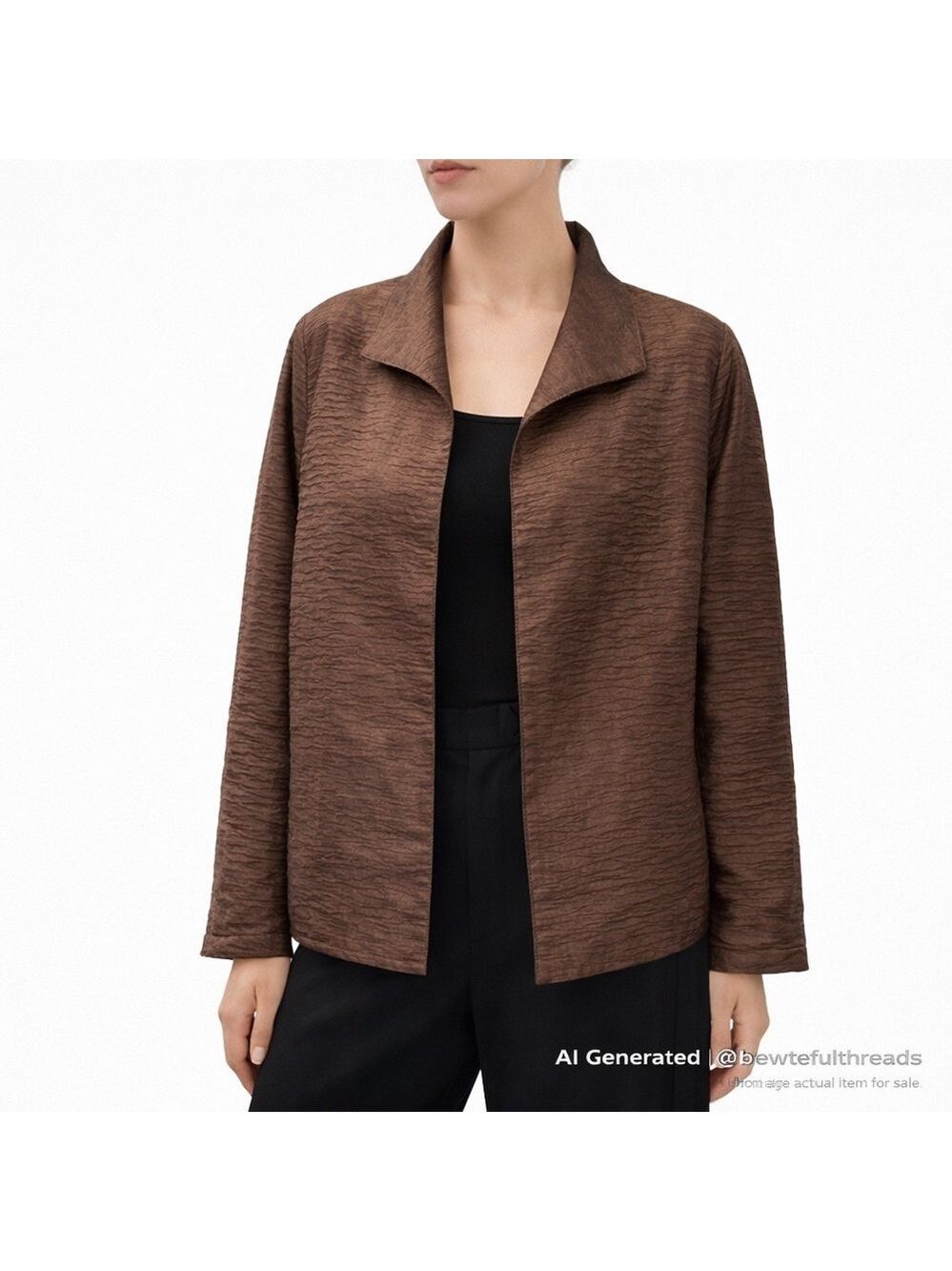 Chocolate Brown Textured Silk Jacket Quiet Luxury Layer